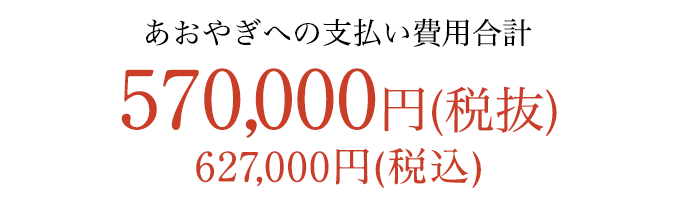 すべて含めて 570,000円税別（627,000円税込）