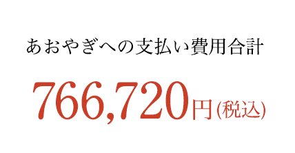 あおやぎへの支払い費用合計 766,720円(税込)