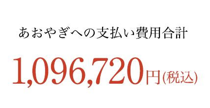 あおやぎへの支払い費用合計 1,096,720円(税込)